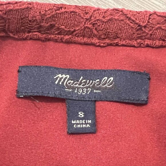 🍷 Madewell Burgundy Lace Skirt Size 8 - Picture 5 of 9